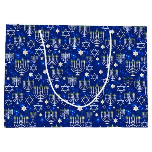 Happy Hanukkah Modern Groot Cadeauzakje (Achterkant)