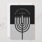 Happy Hanukkah Modern Menorah Candle Black & Grey Feestdagenkaart (Voorkant)