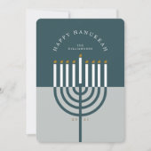 Happy Hanukkah Modern Menorah Candle Blauwgroen Bl Feestdagenkaart (Voorkant)