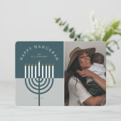 Happy Hanukkah Modern Menorah Candle Feestdagenkaart (Staand voorkant)