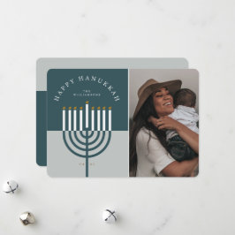 Happy Hanukkah Modern Menorah Candle Feestdagenkaart
