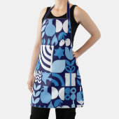 Happy Hanukkah Modern Menorah, Dreidel & Stars Schort (Insitu)