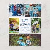 Happy Hanukkah Modern Photo Collage Cute Blue Briefkaart (Voorkant)