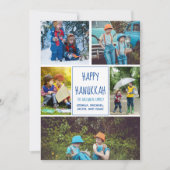 Happy Hanukkah Modern Photo Collage Cute Blue Card (Voorkant)