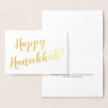 Happy Hanukkah modern script typografie aangepast Folie Kaarten<br><div class="desc">Happy Hanukkah modern script typografie elegante Folie Kaart. Kies uit goud of zilverfolie. Met volledig aanpasbare zwarte tekst in kaart. Het ontwerp is eenvoudig en elegant en kan ook in een beroeps,  zaken,  het plaatsen van de kantoor worden gebruikt,  aangezien het volledig klantgericht is.</div>