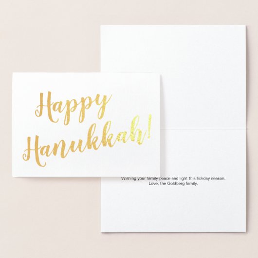 Happy Hanukkah modern script typografie aangepast Folie Kaarten (Display)