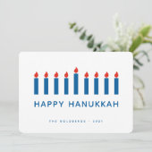 Happy Hanukkah Modern Simple Candle Lichten Feestdagenkaart (Staand voorkant)