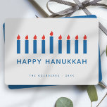 Happy Hanukkah Modern Simple Candle Lichten Feestdagenkaart<br><div class="desc">Het ontwerp bestaat uit moderne en eenvoudige kaarslichtillustratie. Voeg jouw naam,  groet,  en jaar toe</div>