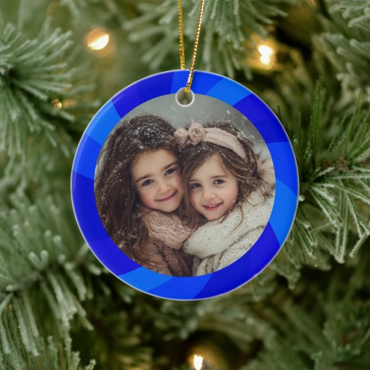 HAPPY HANUKKAH Modern Swirl Star Custom PHOTO Keramisch Ornament (Boom)