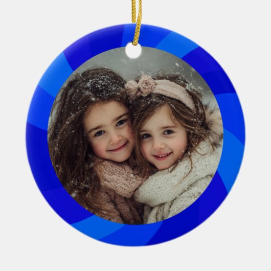 HAPPY HANUKKAH Modern Swirl Star Custom PHOTO Keramisch Ornament (Voorkant)