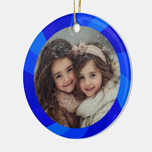 HAPPY HANUKKAH Modern Swirl Star Custom PHOTO Keramisch Ornament (Links)