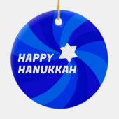 HAPPY HANUKKAH Modern Swirl Star Custom PHOTO Keramisch Ornament (Achterkant)
