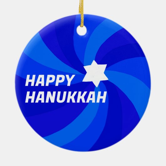 HAPPY HANUKKAH Modern Swirl Star Custom PHOTO Keramisch Ornament (Achterkant)