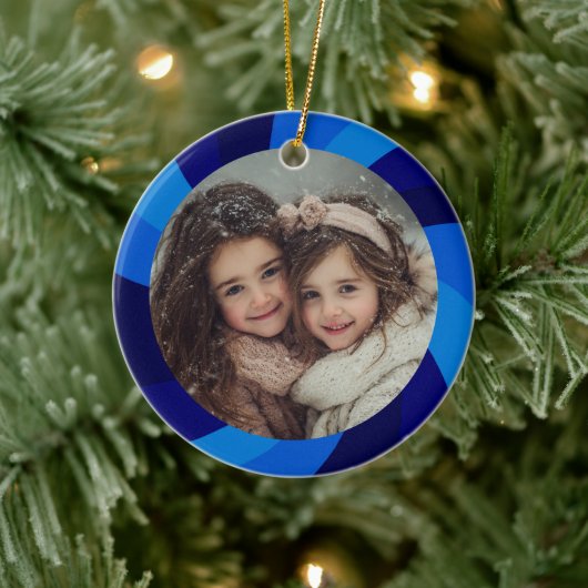 HAPPY HANUKKAH Modern Swirl Star Custom PHOTO Keramisch Ornament (Boom)