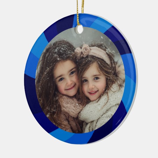 HAPPY HANUKKAH Modern Swirl Star Custom PHOTO Keramisch Ornament (Links)