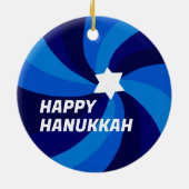 HAPPY HANUKKAH Modern Swirl Star Custom PHOTO Keramisch Ornament (Achterkant)