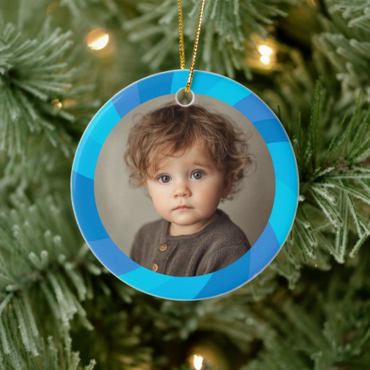 HAPPY HANUKKAH Modern Swirl Star Custom PHOTO Keramisch Ornament (Boom)