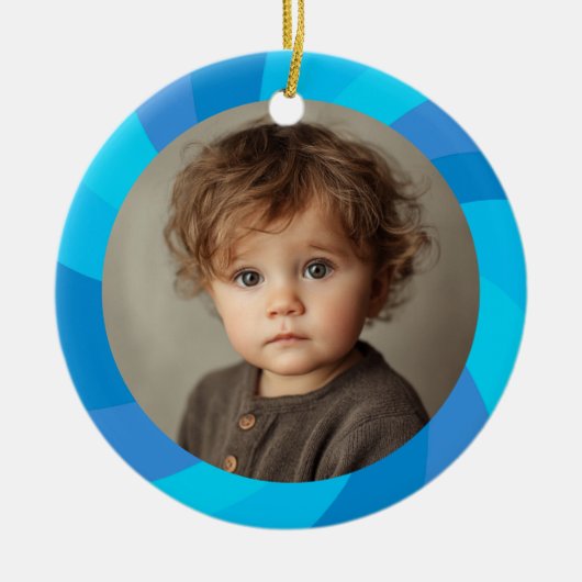 HAPPY HANUKKAH Modern Swirl Star Custom PHOTO Keramisch Ornament (Voorkant)