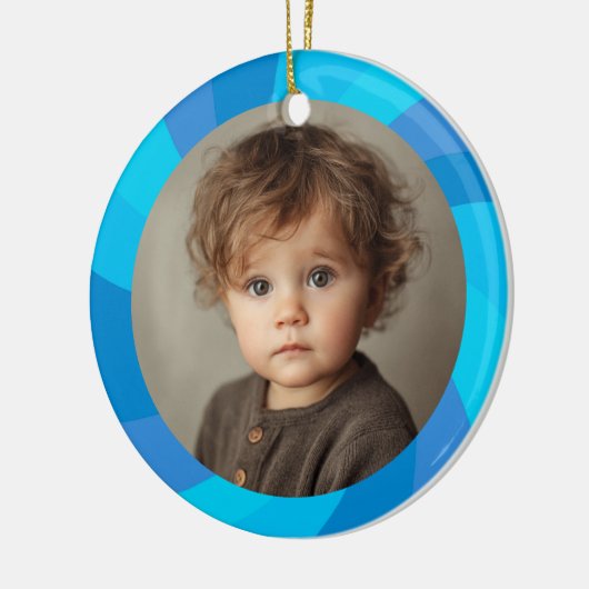 HAPPY HANUKKAH Modern Swirl Star Custom PHOTO Keramisch Ornament (Links)