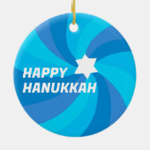 HAPPY HANUKKAH Modern Swirl Star Custom PHOTO Keramisch Ornament (Achterkant)