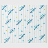 Happy Hanukkah Modern Typografie Gold Stars Naam Cadeaupapier (Vlak)