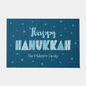 Happy Hanukkah Modern Whimsical Blauwgroen Typogra Deurmat (Voorkant)