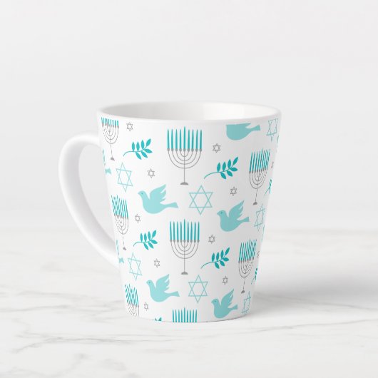 Happy Hanukkah moderne ster van David Menorah Latte Mok (Linkerhoek)