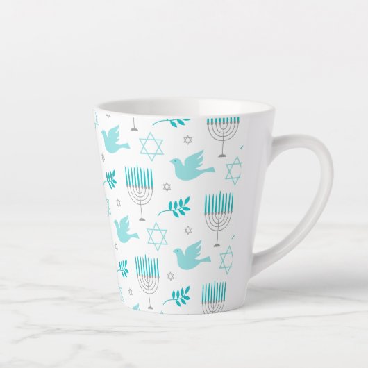 Happy Hanukkah moderne ster van David Menorah Latte Mok (Rechts)