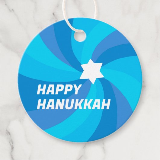 HAPPY HANUKKAH Moderne Wervelster van David Custom Bedankjes Labels (Voorkant)