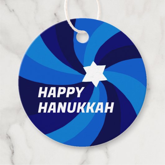 HAPPY HANUKKAH Moderne Wervelster van David Custom Bedankjes Labels (Voorkant)