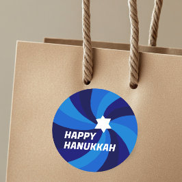 HAPPY HANUKKAH Moderne Wervelster van David Custom Ronde Sticker