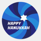 HAPPY HANUKKAH Moderne Wervelster van David Custom Ronde Sticker (Voorkant)