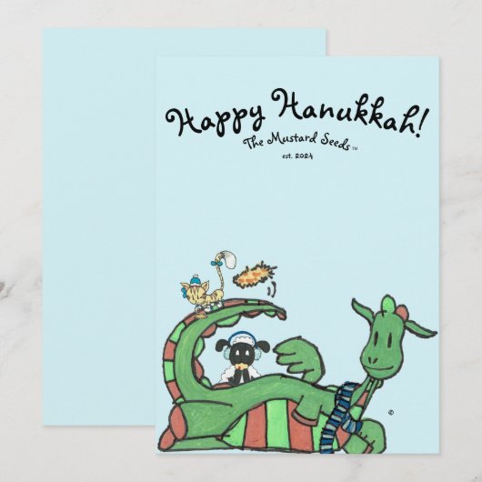 Happy Hanukkah Mustard Seeds TM Vakantie Kaart (Voorkant / Achterkant)
