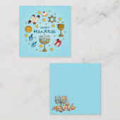 Happy Hanukkah Notitiekaartje (Voorkant / Achterkant)