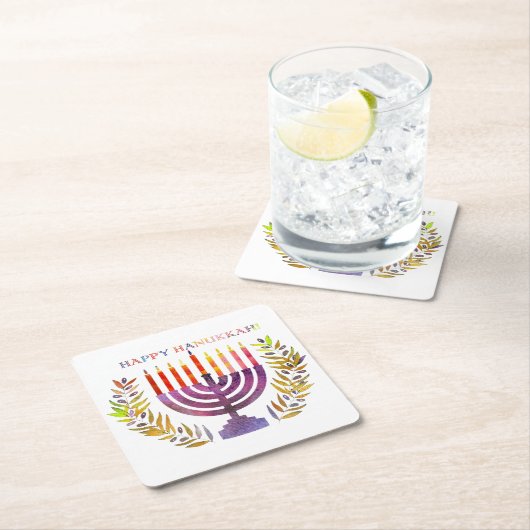 Happy Hanukkah-Onderzetters Kartonnen Onderzetters (Insitu)