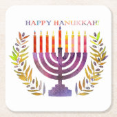 Happy Hanukkah-Onderzetters Kartonnen Onderzetters (Voorkant)