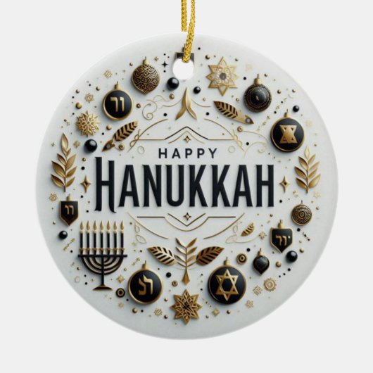 Happy Hanukkah-Ornament Keramisch Ornament (Voorkant)