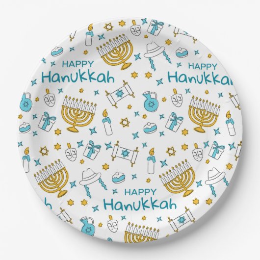 Happy Hanukkah Paper-Bord Papieren Bordje (Voorkant)