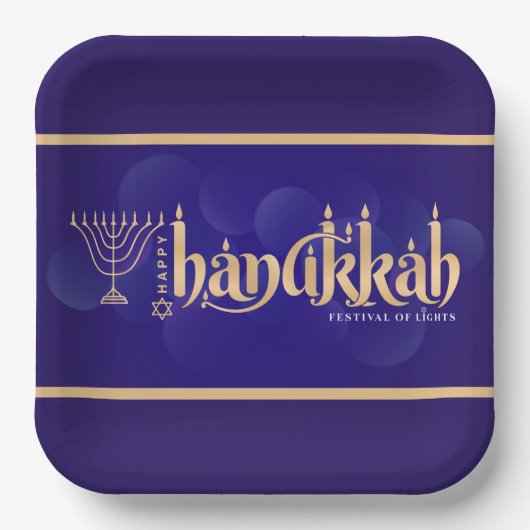Happy Hanukkah  Papieren Bordje (Voorkant)