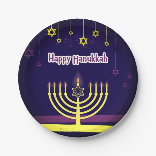 Happy Hanukkah Papieren Bordje (Voorkant)