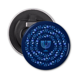 Happy Hanukkah Party Beauful Mandala Decoration Button Flesopener
