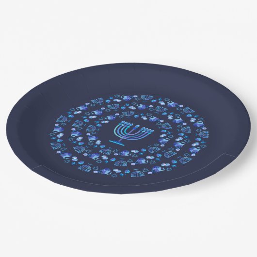 Happy Hanukkah Party Beautiful Blue Decoration Papieren Bordje (Gekanteld)