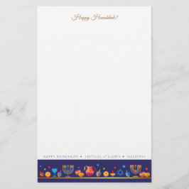 Happy Hanukkah Party Festival van de lichten Prach Briefpapier