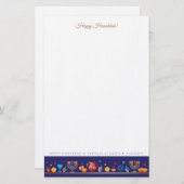 Happy Hanukkah Party Festival van de lichten Prach Briefpapier (Voorkant / Achterkant)