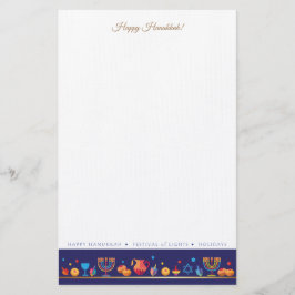 Happy Hanukkah Party Festival van de lichten Prach Briefpapier