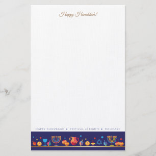 Happy Hanukkah Party Festival van de lichten Prach Briefpapier