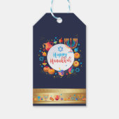 Happy Hanukkah Party Festival van de lichten Prach Cadeaulabel (Voorkant)