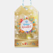 Happy Hanukkah Party Festival van de lichten Prach Cadeaulabel (Achterkant)