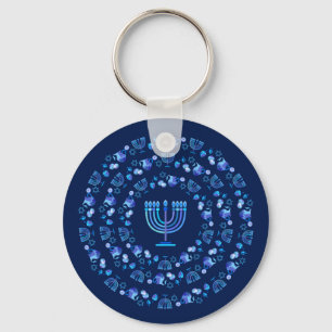 Happy Hanukkah Party Festival van de lichten Prach Sleutelhanger