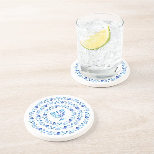 Happy Hanukkah Party Mooi Decoration Dinner P Zandsteen Onderzetter (Zijkant)